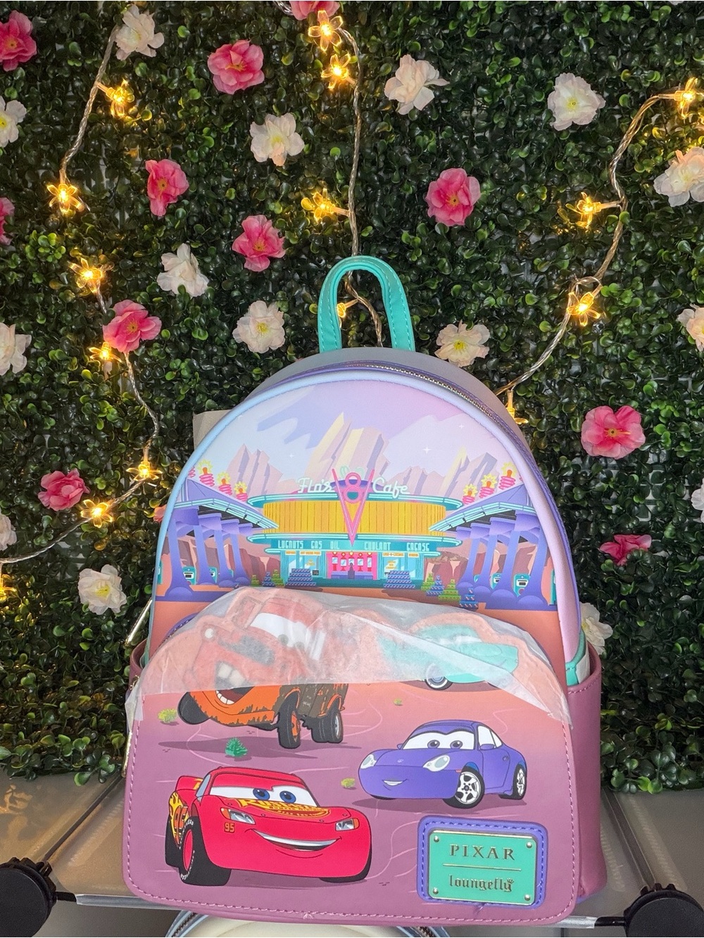 Loungefly Flos Diner/Lightning McQueen Cars Mini Backpack